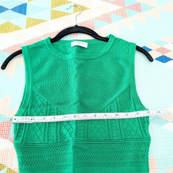 Babaton Pointelle Knit Cropped Tank Green - Picture 2 of 5